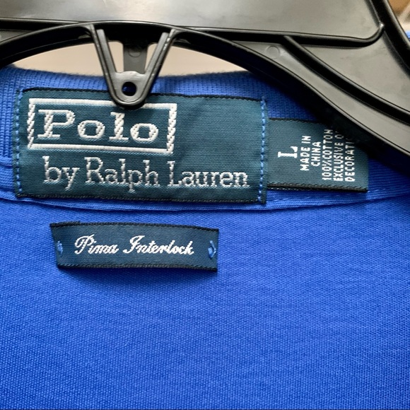 Vintage Ralph Lauren Pima Polo Shirt Blue Large - Picture 5 of 5